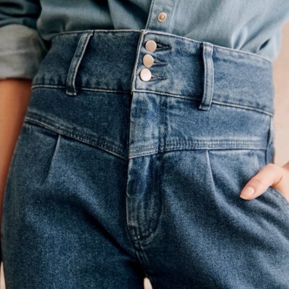 Sezane Blue Denim Sama Trousers